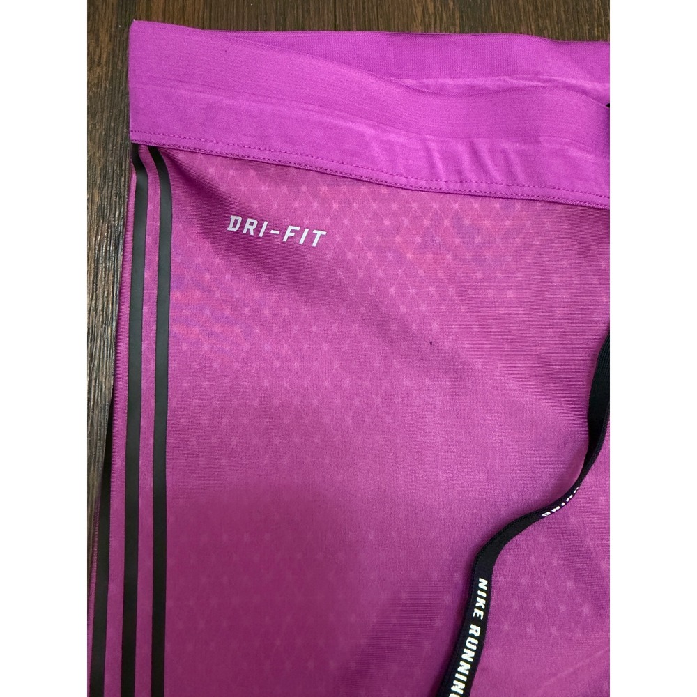 Nike Running Dri-FIT Magenta Pink Cropped Leggings Graphic Stripe Women's Medium